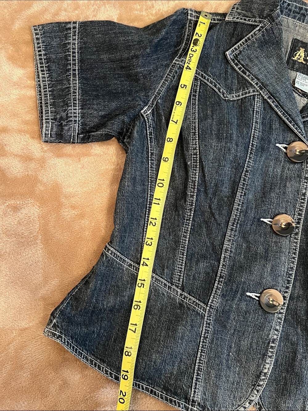 Vintage AMI Button Down Denim Short-Sleeve Shirt Jacket - Size S - Picture 4 of 13